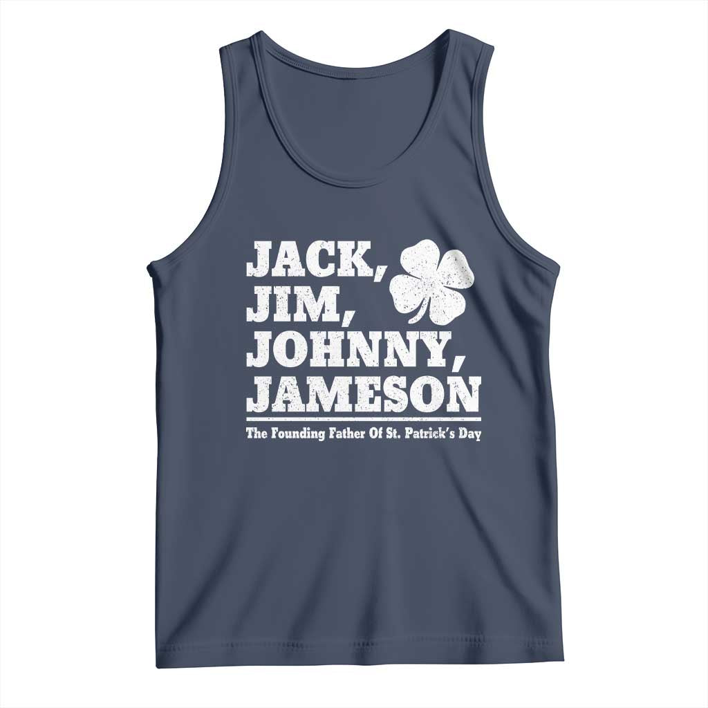Funny St Patricks Day Irish Fathers Jack Jim Johnny Jameson Vintage Clover Tank Top TS11 Navy Print Your Wear