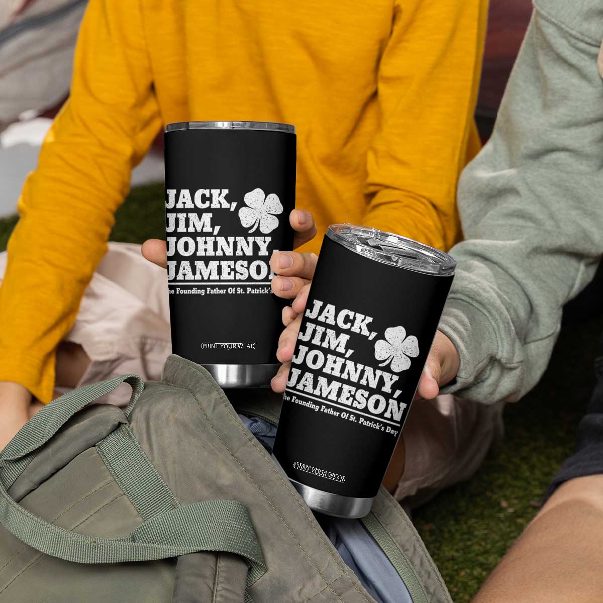 Funny St Patricks Day Irish Fathers Jack Jim Johnny Jameson Vintage Clover Tumbler Cup TS11 Print Your Wear