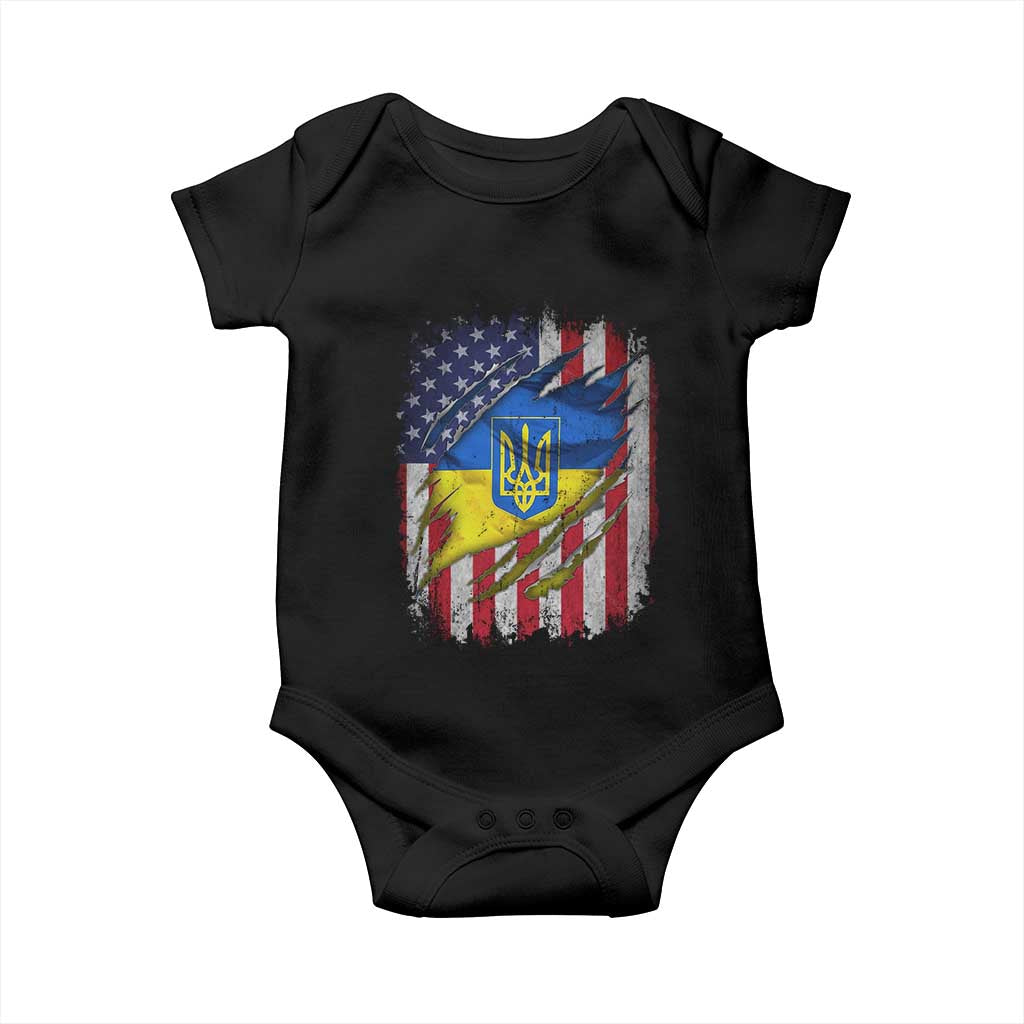 Ukrainian Americans Pride Baby Onesie Vintage Ukraine USA Flag TS11 Black Print Your Wear