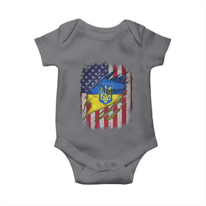 Ukrainian Americans Pride Baby Onesie Vintage Ukraine USA Flag TS11 Charcoal Print Your Wear