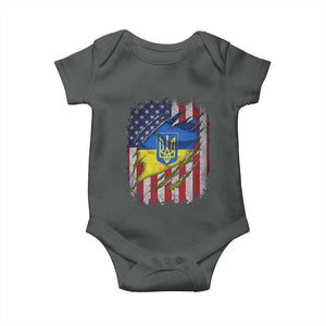 Ukrainian Americans Pride Baby Onesie Vintage Ukraine USA Flag TS11 Dark Heather Print Your Wear