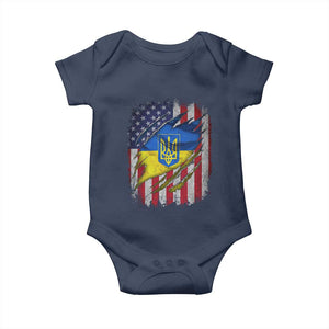 Ukrainian Americans Pride Baby Onesie Vintage Ukraine USA Flag TS11 Navy Print Your Wear