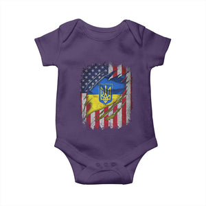 Ukrainian Americans Pride Baby Onesie Vintage Ukraine USA Flag TS11 Purple Print Your Wear
