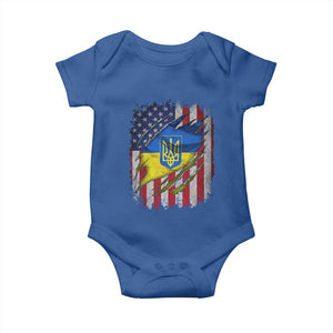 Ukrainian Americans Pride Baby Onesie Vintage Ukraine USA Flag TS11 Royal Blue Print Your Wear