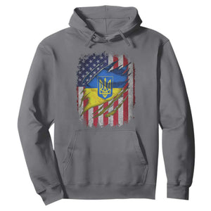 Ukrainian Americans Pride Hoodie Vintage Ukraine USA Flag TS11 Charcoal Print Your Wear