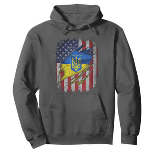 Ukrainian Americans Pride Hoodie Vintage Ukraine USA Flag TS11 Dark Heather Print Your Wear