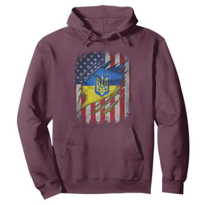 Ukrainian Americans Pride Hoodie Vintage Ukraine USA Flag TS11 Maroon Print Your Wear