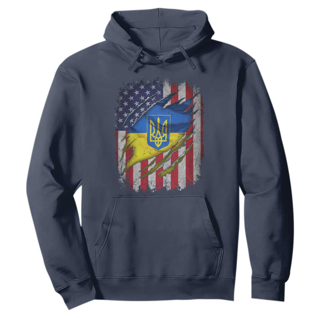 Ukrainian Americans Pride Hoodie Vintage Ukraine USA Flag TS11 Navy Print Your Wear