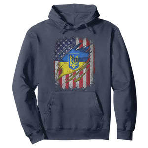 Ukrainian Americans Pride Hoodie Vintage Ukraine USA Flag TS11 Navy Print Your Wear
