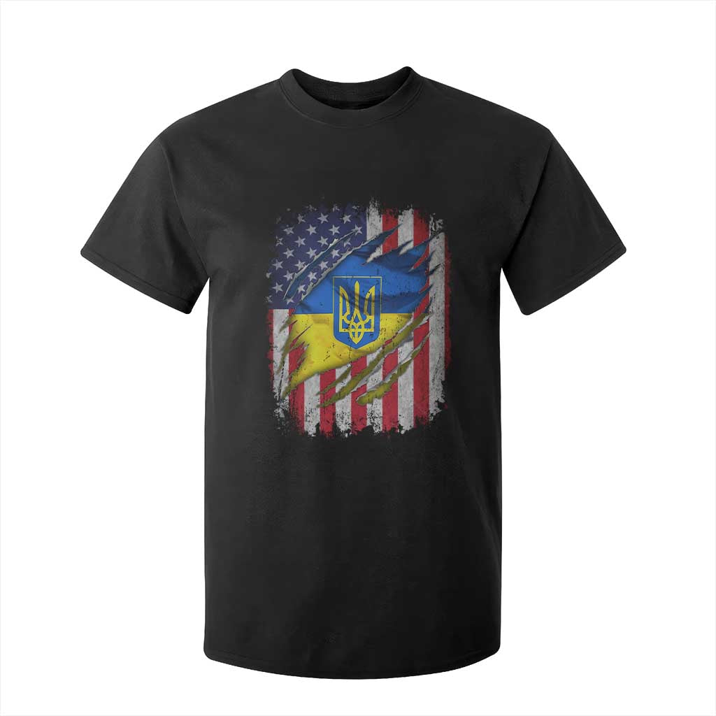 Ukrainian Americans Pride T Shirt For Kid Vintage Ukraine USA Flag TS11 Black Print Your Wear