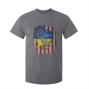 Ukrainian Americans Pride T Shirt For Kid Vintage Ukraine USA Flag TS11 Charcoal Print Your Wear