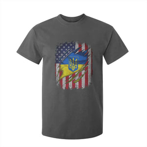 Ukrainian Americans Pride T Shirt For Kid Vintage Ukraine USA Flag TS11 Dark Heather Print Your Wear