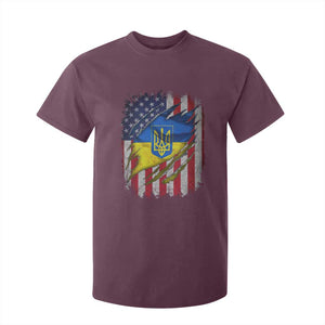 Ukrainian Americans Pride T Shirt For Kid Vintage Ukraine USA Flag TS11 Maroon Print Your Wear