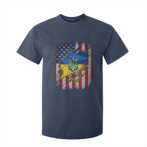 Ukrainian Americans Pride T Shirt For Kid Vintage Ukraine USA Flag TS11 Navy Print Your Wear