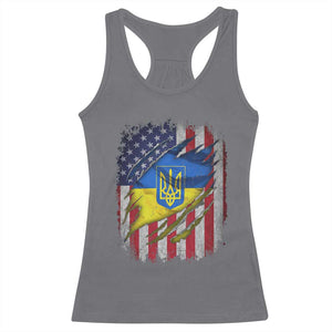 Ukrainian Americans Pride Racerback Tank Top Vintage Ukraine USA Flag TS11 Charcoal Print Your Wear