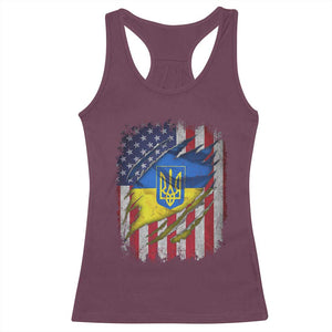 Ukrainian Americans Pride Racerback Tank Top Vintage Ukraine USA Flag TS11 Maroon Print Your Wear