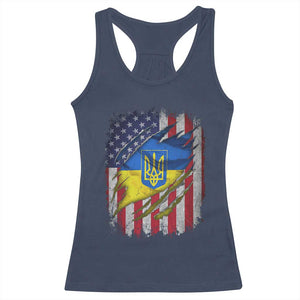 Ukrainian Americans Pride Racerback Tank Top Vintage Ukraine USA Flag TS11 Navy Print Your Wear