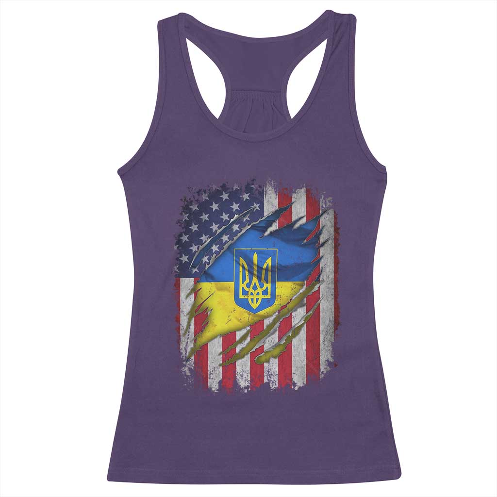 Ukrainian Americans Pride Racerback Tank Top Vintage Ukraine USA Flag TS11 Purple Print Your Wear
