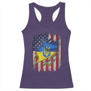 Ukrainian Americans Pride Racerback Tank Top Vintage Ukraine USA Flag TS11 Purple Print Your Wear