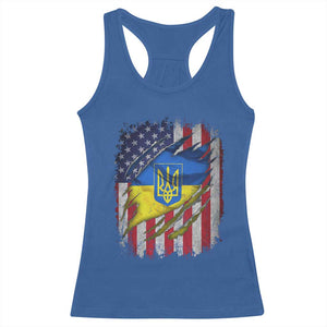 Ukrainian Americans Pride Racerback Tank Top Vintage Ukraine USA Flag TS11 Royal Blue Print Your Wear