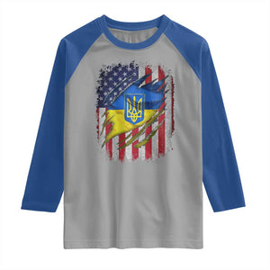 Ukrainian Americans Pride Raglan Shirt Vintage Ukraine USA Flag TS11 Sport Gray Royal Print Your Wear