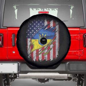 Ukrainian Americans Pride Spare Tire Cover Vintage Ukraine USA Flag TS11 Black Print Your Wear