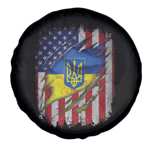 Ukrainian Americans Pride Spare Tire Cover Vintage Ukraine USA Flag TS11 Print Your Wear