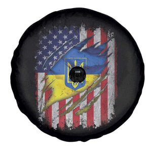 Ukrainian Americans Pride Spare Tire Cover Vintage Ukraine USA Flag TS11 Print Your Wear