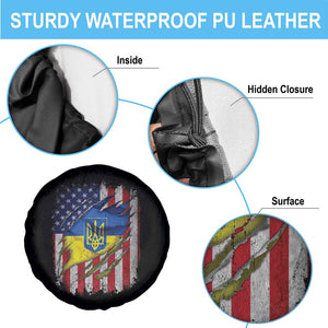 Ukrainian Americans Pride Spare Tire Cover Vintage Ukraine USA Flag TS11 Print Your Wear