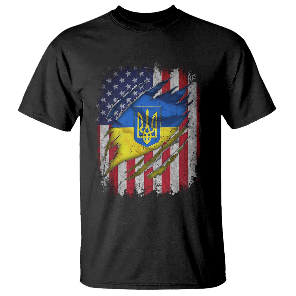 Ukrainian Americans Pride T Shirt Vintage Ukraine USA Flag TS11 Black Print Your Wear