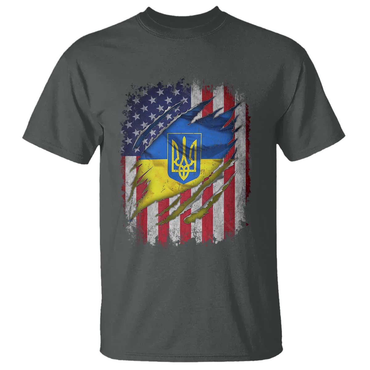 Ukrainian Americans Pride T Shirt Vintage Ukraine USA Flag TS11 Dark Heather Print Your Wear