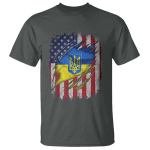 Ukrainian Americans Pride T Shirt Vintage Ukraine USA Flag TS11 Dark Heather Print Your Wear