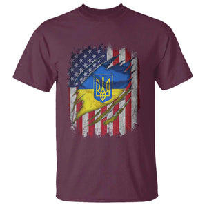 Ukrainian Americans Pride T Shirt Vintage Ukraine USA Flag TS11 Maroon Print Your Wear