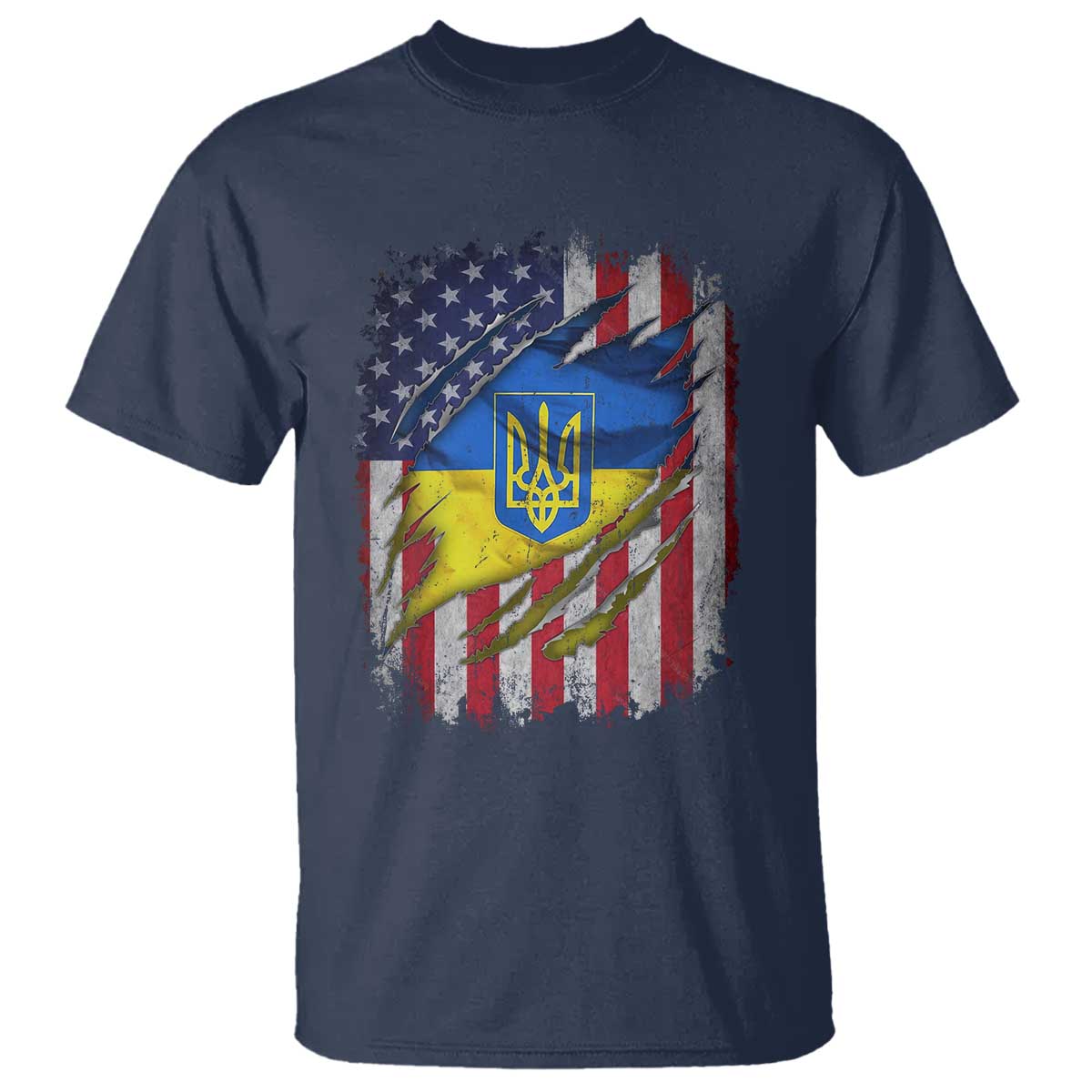 Ukrainian Americans Pride T Shirt Vintage Ukraine USA Flag TS11 Navy Print Your Wear