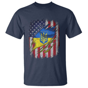 Ukrainian Americans Pride T Shirt Vintage Ukraine USA Flag TS11 Navy Print Your Wear