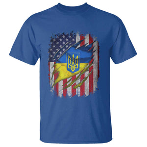 Ukrainian Americans Pride T Shirt Vintage Ukraine USA Flag TS11 Royal Blue Print Your Wear