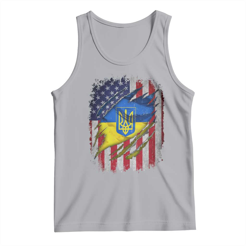 Ukrainian Americans Pride Tank Top Vintage Ukraine USA Flag TS11 Athletic Heather Print Your Wear