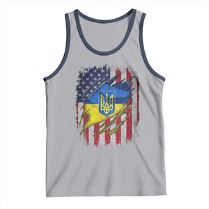 Ukrainian Americans Pride Tank Top Vintage Ukraine USA Flag TS11 Athletic Heather Navy Print Your Wear