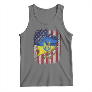 Ukrainian Americans Pride Tank Top Vintage Ukraine USA Flag TS11 Black Heather Print Your Wear