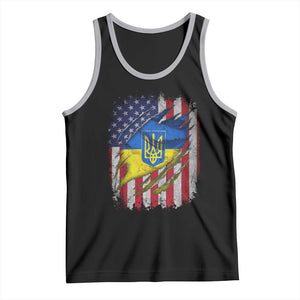 Ukrainian Americans Pride Tank Top Vintage Ukraine USA Flag TS11 Black Athletic Heather Print Your Wear