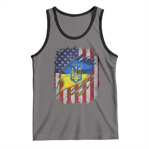 Ukrainian Americans Pride Tank Top Vintage Ukraine USA Flag TS11 Deep Heather Black Print Your Wear