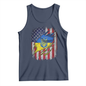 Ukrainian Americans Pride Tank Top Vintage Ukraine USA Flag TS11 Navy Print Your Wear
