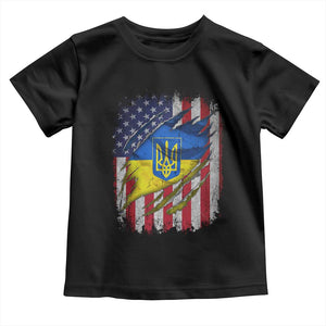 Ukrainian Americans Pride Toddler T Shirt Vintage Ukraine USA Flag TS11 Black Print Your Wear