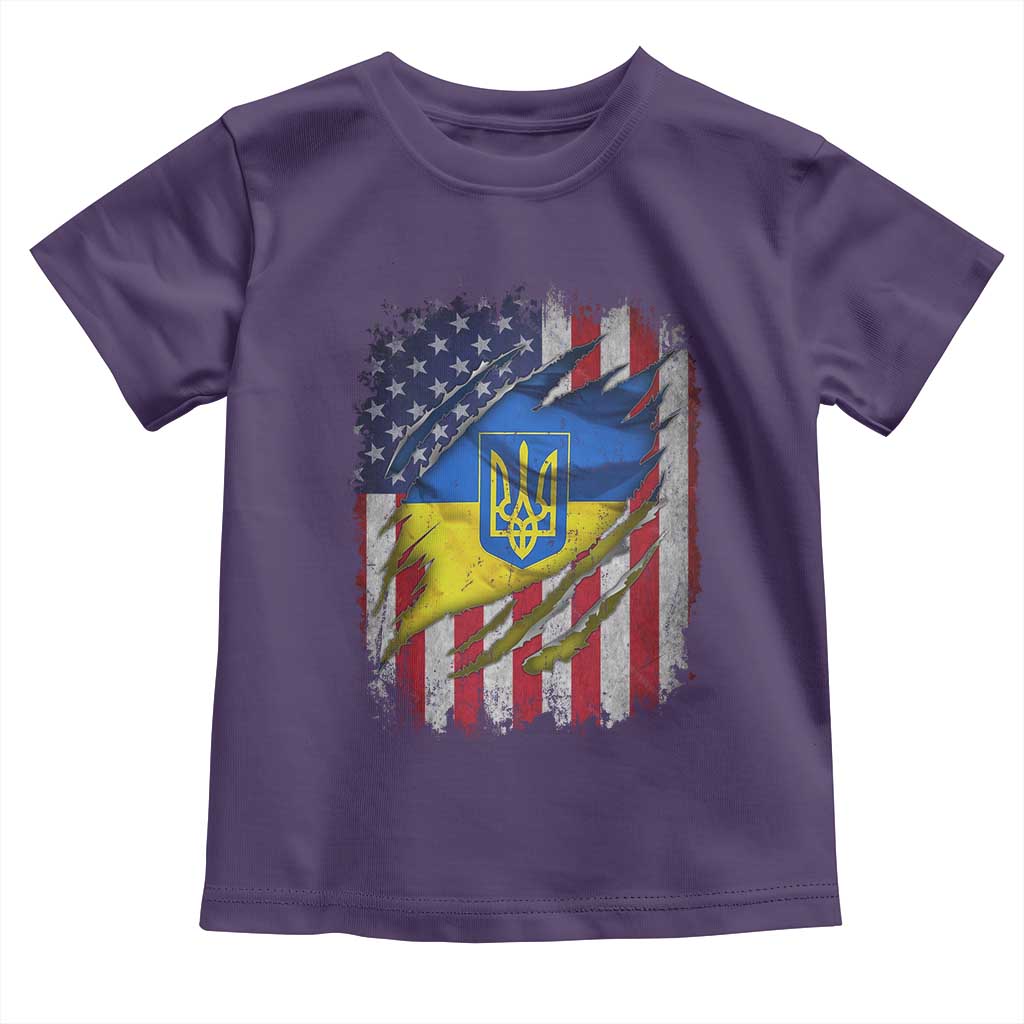 Ukrainian Americans Pride Toddler T Shirt Vintage Ukraine USA Flag TS11 Purple Print Your Wear