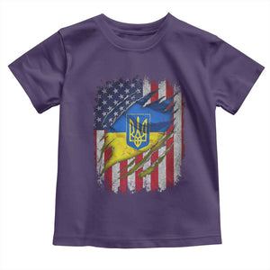 Ukrainian Americans Pride Toddler T Shirt Vintage Ukraine USA Flag TS11 Purple Print Your Wear