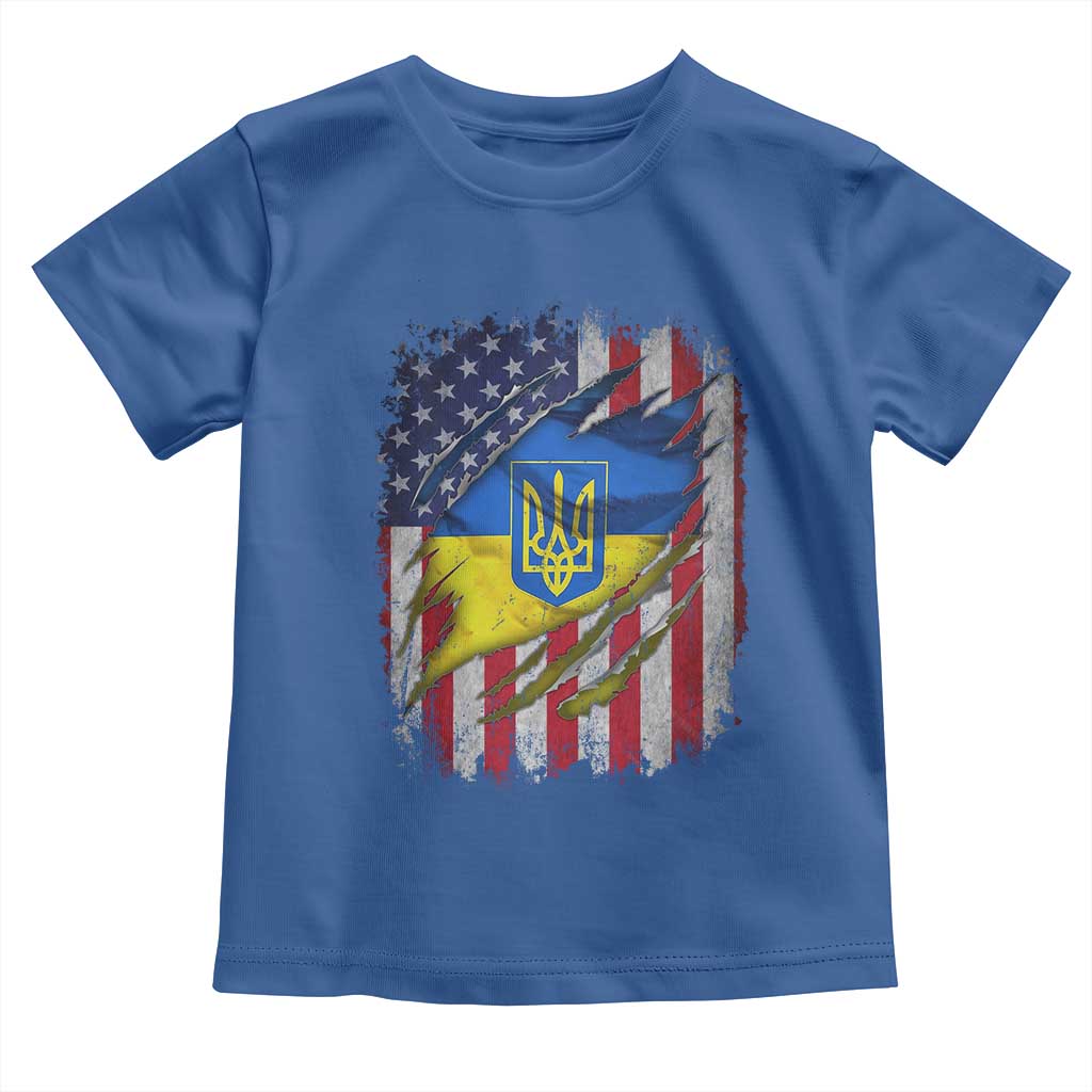 Ukrainian Americans Pride Toddler T Shirt Vintage Ukraine USA Flag TS11 Royal Blue Print Your Wear