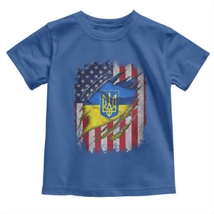 Ukrainian Americans Pride Toddler T Shirt Vintage Ukraine USA Flag TS11 Royal Blue Print Your Wear