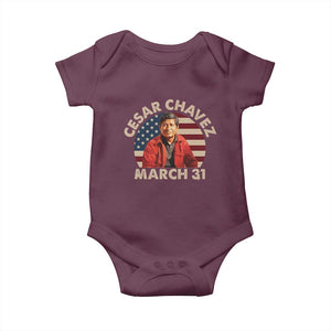 Cesar Chavez Day Baby Onesie March Holiday Hispanic Heritage American Flag TS11 Maroon Print Your Wear