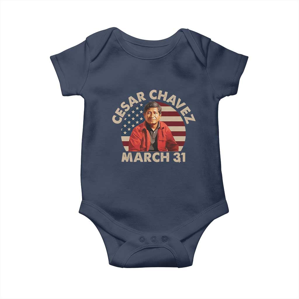 Cesar Chavez Day Baby Onesie March Holiday Hispanic Heritage American Flag TS11 Navy Print Your Wear
