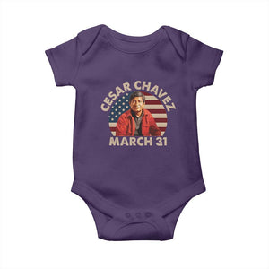 Cesar Chavez Day Baby Onesie March Holiday Hispanic Heritage American Flag TS11 Purple Print Your Wear